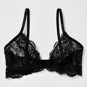 Free People Last Dance Lace Triangle Bralette - Black - XS